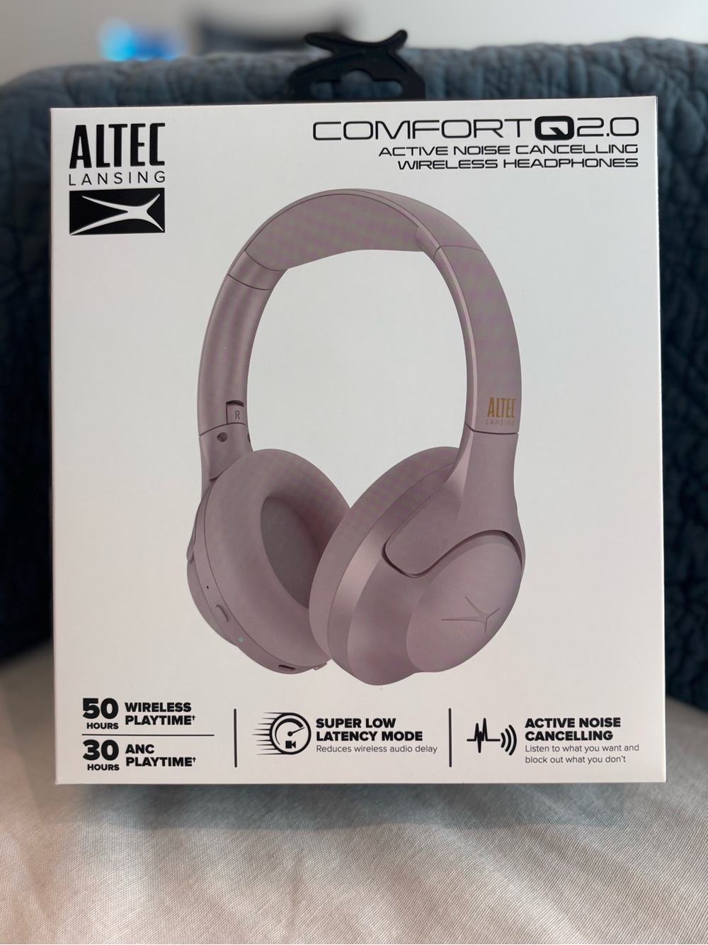 Altec Lansing ComfortQ 2.0 ANC Wireless Headphones Silver Lilac New